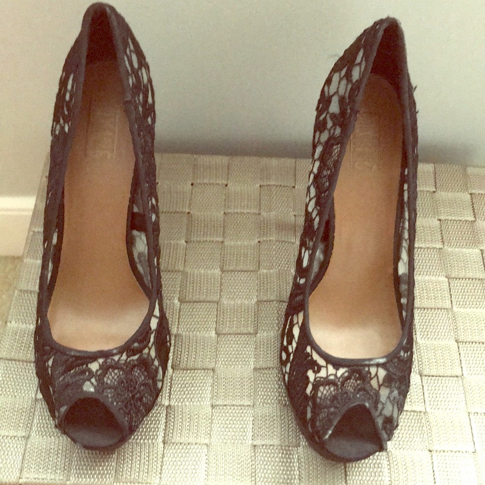 Lacey peep toe stilettos